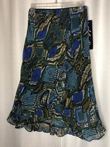 NWT Small Animal Print Boho Skirt Chic Flowy Asymmetrical Midi Maxi Lola Blue - Picture 1 of 10