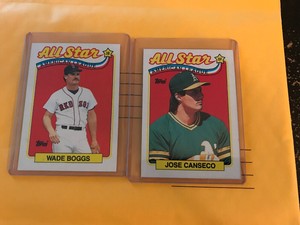1989 Topps All star Wade Boggs and Jose Canseco cards