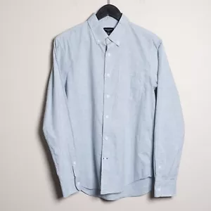 Club Monaco Mens Small Soft Houndstooth Button Down Shirt Slim Fit Light Blue - Picture 1 of 7