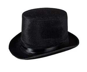 Black Lincoln Top Hat Fancy Dress Costume Party Copperfield Slash Velour Unisex - Picture 1 of 3
