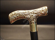 Vintage Antique Brass derby head handle Black Wood Victorian Walking Stick Cane