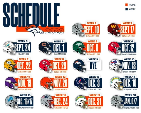 Denver Broncos 2023 Season Schedule NFL 8x10 Photograph Print Cover
