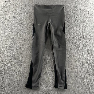 Under Armour Mujer Leggings Gris Negro Pequeño Capri Pull On Malla Compresión Foto 1 de 4