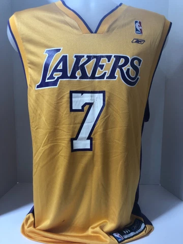 Vintage Los Angeles Lakers  Lamar Odom Jersey #7 Mens Medium Reebok NBA Yellow Cover