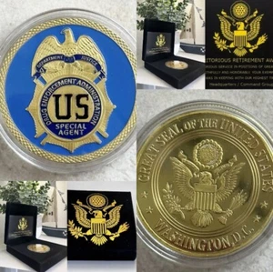 U S DRUG ENFORCEMENT ADMINISTRATION (DEA) Coin With Retirement Award - Picture 1 of 7