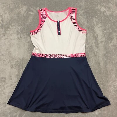 Vestido tenis cola para mujer talla grande blanco azul marino mangas Henley Foto 1 de 4