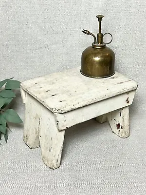 Vintage Or Antique White Step Stool Wood Bench Cottage Chippy Primitave Shabby • 30£