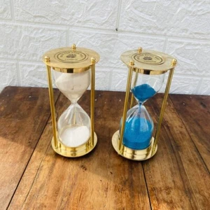 Antiques Brass Finish 5 Minutes Sand Timer Hour Glass Decor ,6 inch, Height - Picture 1 of 8