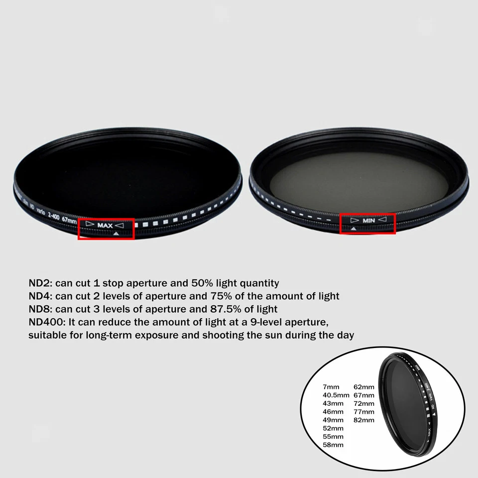 Professional ND2 to ND400 variable adjustable ND filter - Image 1 of 1