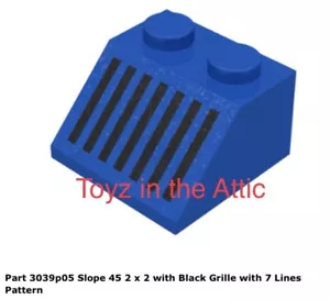 Lego 1x 3039p05 blaue Neigung 45 2 x 2 mit schwarzem Gitter mit 7 Linien Muster 6951 - Bild 1 von 1