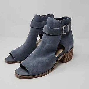 Sole Society Tracy Open Toe Suede Ankle Booties Grey Size 11 - Picture 1 of 6