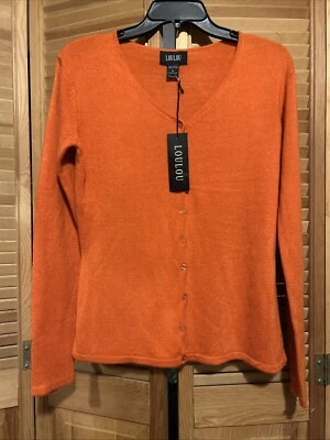 Nuevo con etiquetas Suéter Cárdigan Naranja Loulou XL Venta al por menor $69 Ajuste Clásico Súper Suave. Foto 1 de 4