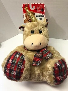 Pet Lou PETLOU Christmas Unicorn Bear 14" COLOSSAL Dog Pet Plush Squeaky Toy - Picture 1 of 4