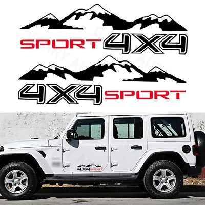 2Pcs Car Sticker 4X4 Sport Mountain Graphcics Decal For Off Road Truck Pickup - Image 1 of 4