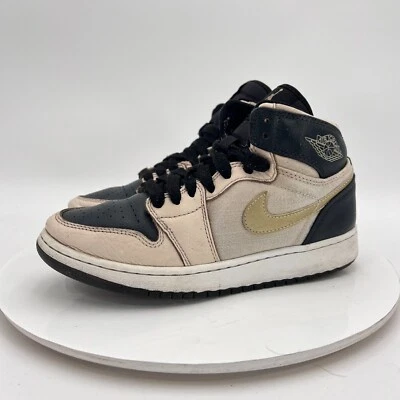 Nike Air Jordan 1 High PRM Youth Size 5Y Women 6.5 832596-209 Beige Black Shoes - Image 1 of 4