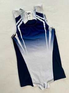GK ELITE Gymnastics Leotard SINGLET Olympic USA Boy BLUE White MESH Bodysuit AXS - Picture 1 of 6