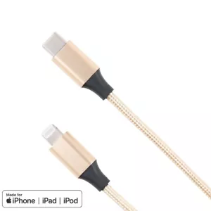 Ultrafast USB-C to MFI Fast Charging Braided Cable for iPhone/iPad/iPod in GOLD - Picture 1 of 7