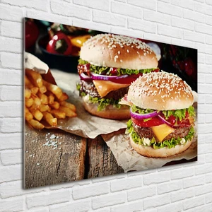 Glas-Bild Wandbilder Druck auf Glas 100x70 Deko Essen & Getränke Hamburger - Bild 1 von 6