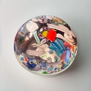 Large VTG Murano Scramble Multicolored Art Glass Paperweight 2.5 In Tall 3.5 W - Picture 1 of 11