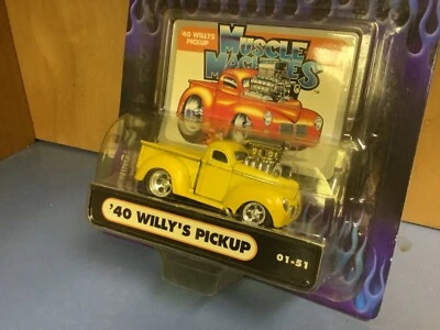 '40 WILLYS pickup Muscle Machine blower  street rod yellow    funline1:64  - Image 1 of 2