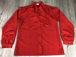 Vintage Sears Red Blouse 100% Polyester 70s Shirt Womens Size 14 - Picture 1 of 12