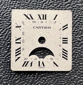 Genuine Cartier Roman Numeral Square Watch Dial Silver Satin 14.5 mm E11-2 - Picture 1 of 4