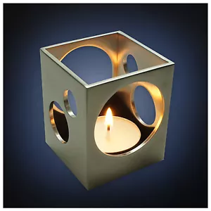 ArtsOnDesk Modern Art Tea Light Holder St213 Stainless Steel Satin Finish - Picture 1 of 12