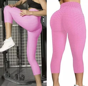 Women Tik Tok Leggings High Waist Tummy Control Butt Lifting Yoga Pants Workout - Picture 1 of 7