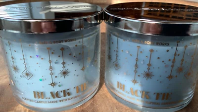 2 (DOS) VELAS 3 mechas 14,5 oz tarro NEGRO TIE vela baño y cuerpo funciona Foto 1 de 2