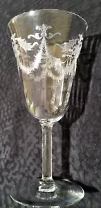 2 Floral Swag Etched Optic Clear Crystal footed Water Goblets 6 & 3/4 UNK507 - Picture 1 of 5