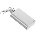 2Oz Stainless Steel Hip Flask Keychain Whiskey Bottle With Carabiner - Silver