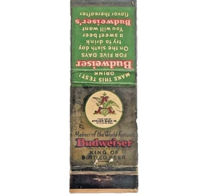 BUDWEISER BEER Vintage Matchbook Cover Anheuser-Busch Brewery Old Advertising - Picture 1 of 4