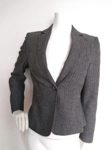 JIGSAW blazer size 10 --VGC-- 100% wool grey one button wool tweed herringbone - Picture 1 of 8