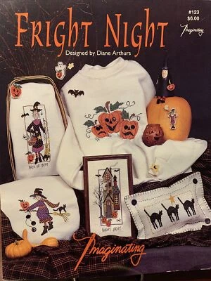 NEW!  Imaginating Halloween Cross Stitch Pattern Booklet #123  "Fright Night" - Image 1 of 4