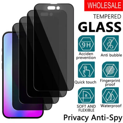 Wholesale Anti-Spy Privacy Glass Screen Protector For iPhone 14 Pro Max 14 Plus - Image 1 of 4