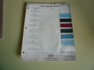 Cadillac DuPont 1955 tabla de selecciones de colores - vintage - Imagen 1 de 3