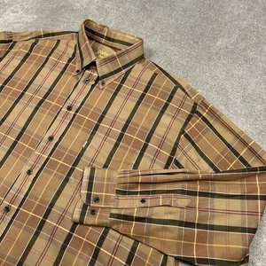 Barbour Flanellhemd Herren XXL braun Tartan kariert mittelschwer Tasche Button Down - Bild 1 von 10