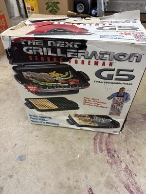 GEORGE FOREMAN G5 Next Grilleration Indoor Grill 5 Plates Electric New RED - Image 1 of 3