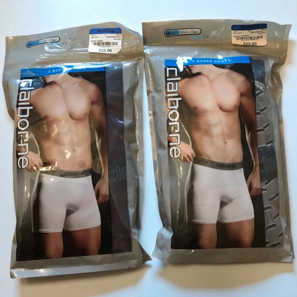 Новые винтажные мужские трусы-боксеры Claiborne Cool Max Fresh FX 2 упаковки по 2 штуки - Изображение 1 из 3