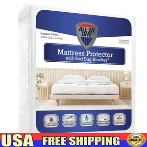 All-in-One Mattress Protector Bed Bug Blocker Waterproof Hypoallergenic Cover US - Bild 1 von 75