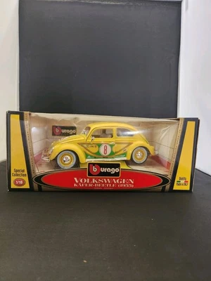 Volkswagen Beetle 1955 Bburago escala 1:18 diecast modelo Burago VW Kafer amarillo Foto 1 de 4