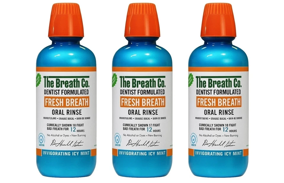 THE BREATH CO. 3x The Breath Co Icy Mint Mundspülung 500ml alkoholfrei, Zahnarzt formuliert