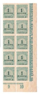 Germany Scott# 281 1M block of 10 MH+MNH - Picture 1 of 1