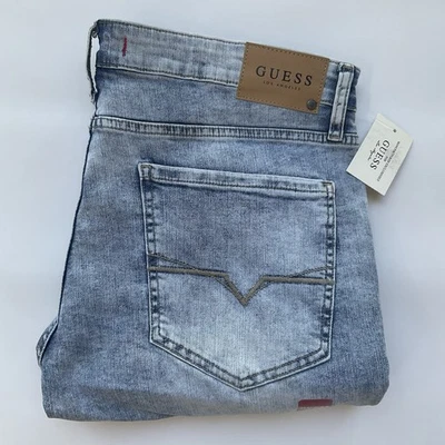 Guess Men’s Modern Skinny Jeans Destroy Stretch Denim Light Blue Size 36X32 - Image 1 of 4