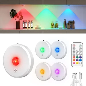 RGB Puck Lights with Remote Control, 2000mAh Rechargeable Stick on Led Lights... - Picture 1 of 7