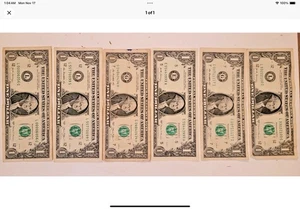 Fancy Serial Number Dollar Bills for Liar's Poker - Set of 6 - Picture 1 of 1