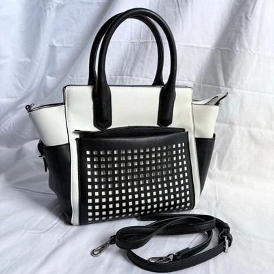 Reed Krackoff Atlantique Mini Perforated Tote Crossbody bag leather white black - Image 1 of 4