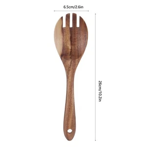 (26*6.5 Salad Fork)Wood Salad Spoon Wooden Teak Salad Tongs Wood Cooking Spoons - Picture 1 of 12