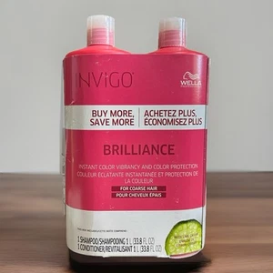 Wella Invigo Brilliance Color Protection Shampoo Conditioner Coarse Hair 33.8 oz - Picture 1 of 2