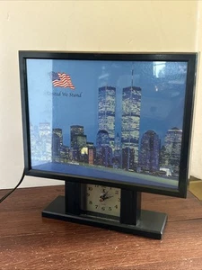 World Trade Center TWIN TOWERS NY CITY Commemorative LED Twinkling Clock -Works! - Picture 1 of 7